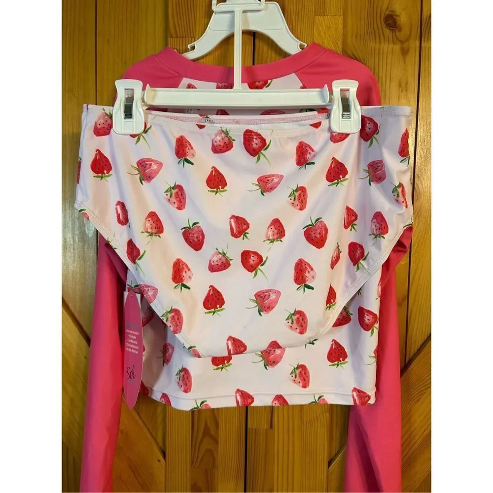 Girls Sol Swim UPF 50 2 Piece Long Sleeve Swimsuit Size 16 nwt (0256) Read